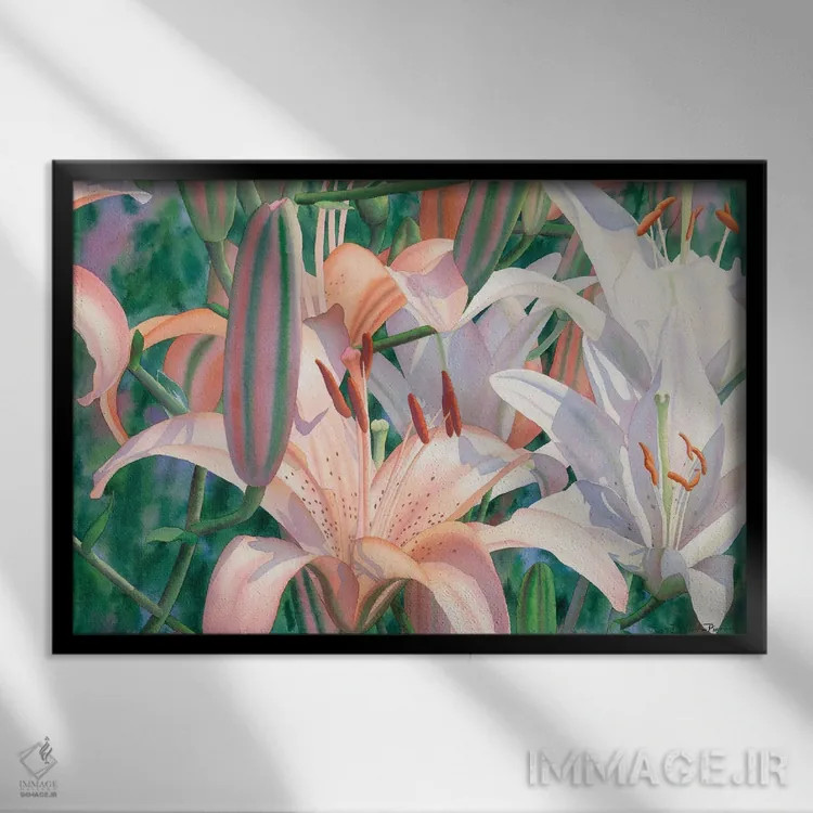 تابلو زنبقهای مزرعه اثر دیانا میلر-پیرس - نمای قابدار مشکی