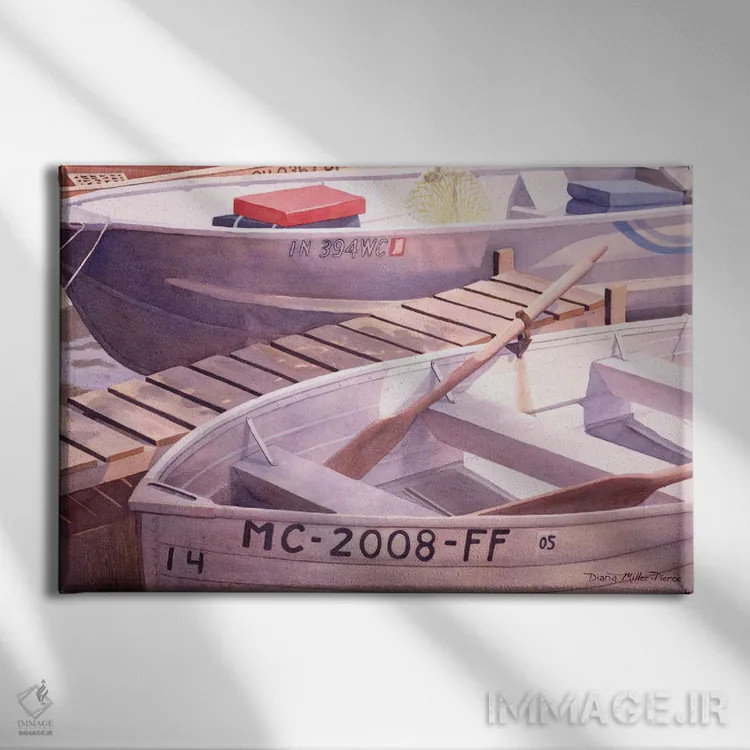 تابلو آماده و منتظر - قایق اثر دیانا میلر-پیرس - نمای روبهرو روی دیوار
