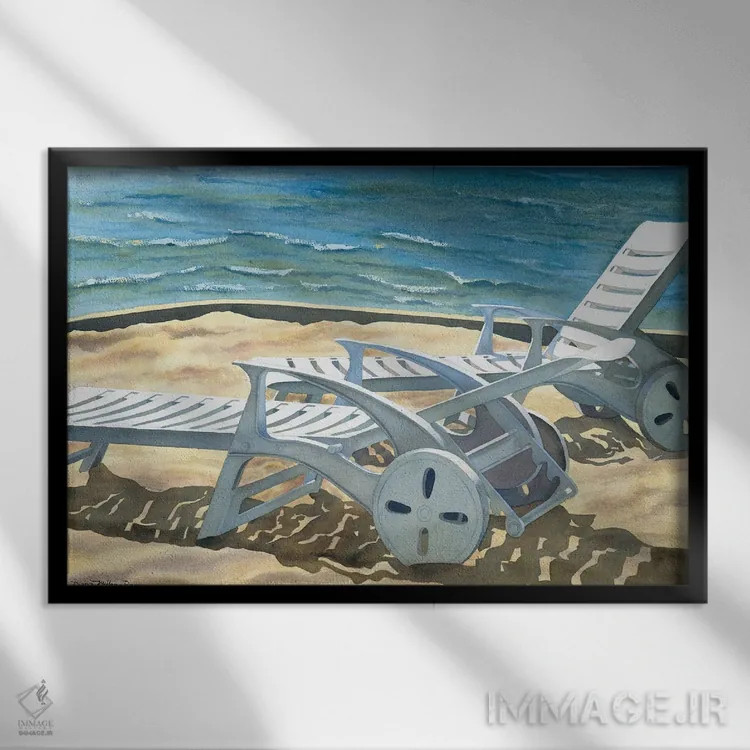 تابلو ناهار بیرون - ساحل اثر دیانا میلر-پیرس - نمای قابدار مشکی