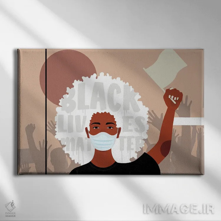 تابلو اعتراض یک اثر دومونیک براون - نمای روبهرو روی دیوار