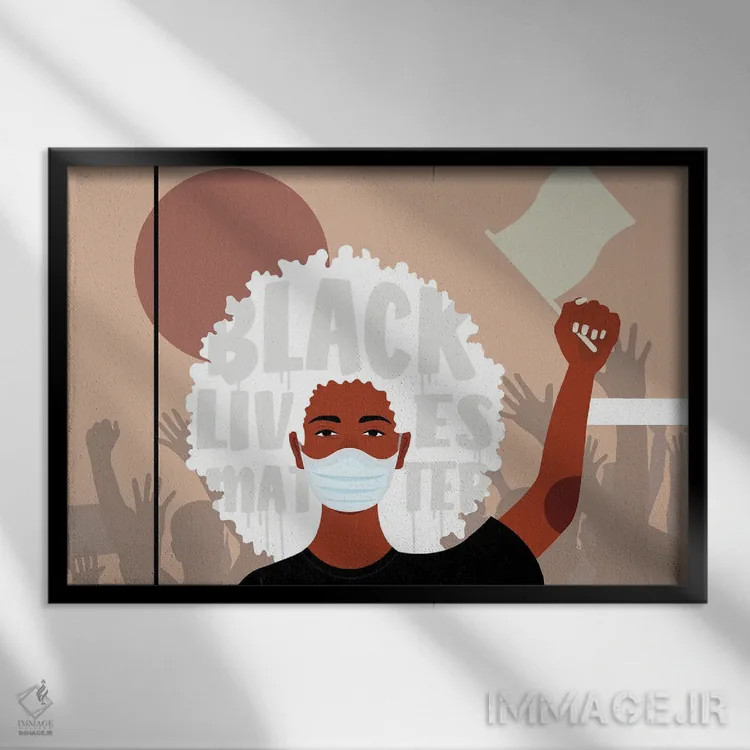 تابلو اعتراض یک اثر دومونیک براون - نمای قابدار مشکی