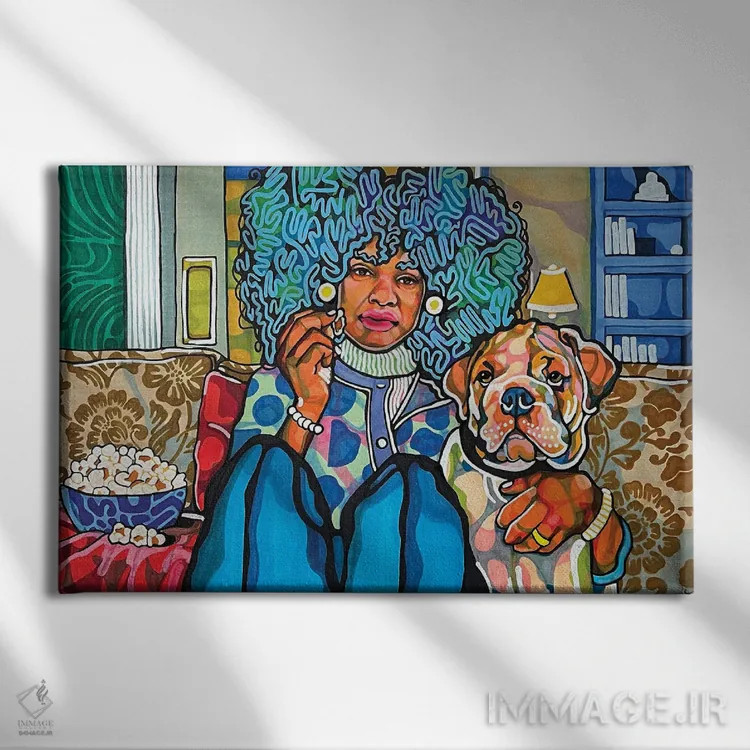 تابلو پاپ کورن (سگ و پاپ کورن) اثر دومونیک براون - نمای روبهرو روی دیوار