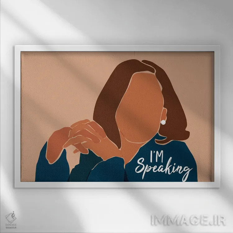 تابلو من در حال صحبت هستم اثر دومونیک براون - نمای قابدار سفید