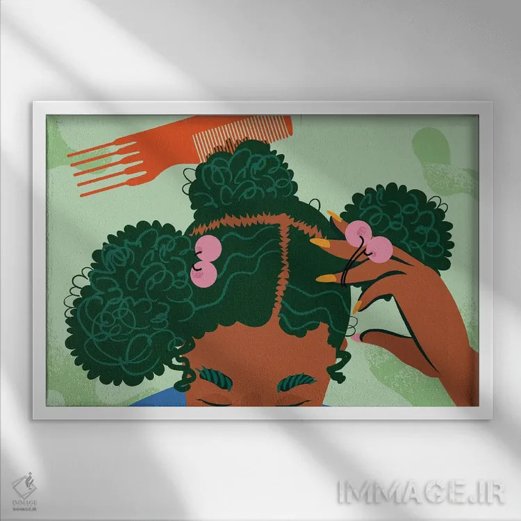 تابلو کش مو اثر دومونیک براون - نمای قابدار سفید