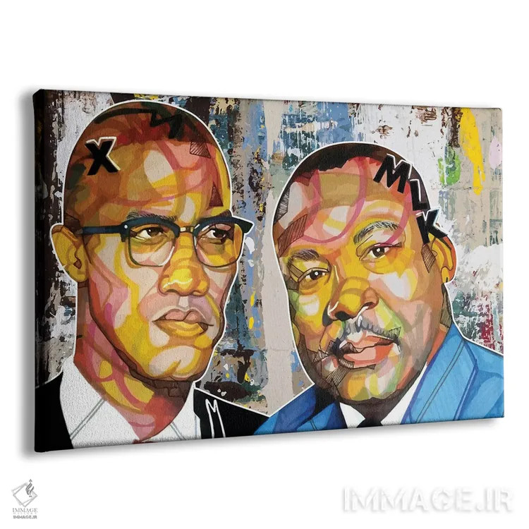 تابلو مالکوم ایکس و مارتین اثر دومونیک براون - نمای پرسپکتیو محصول