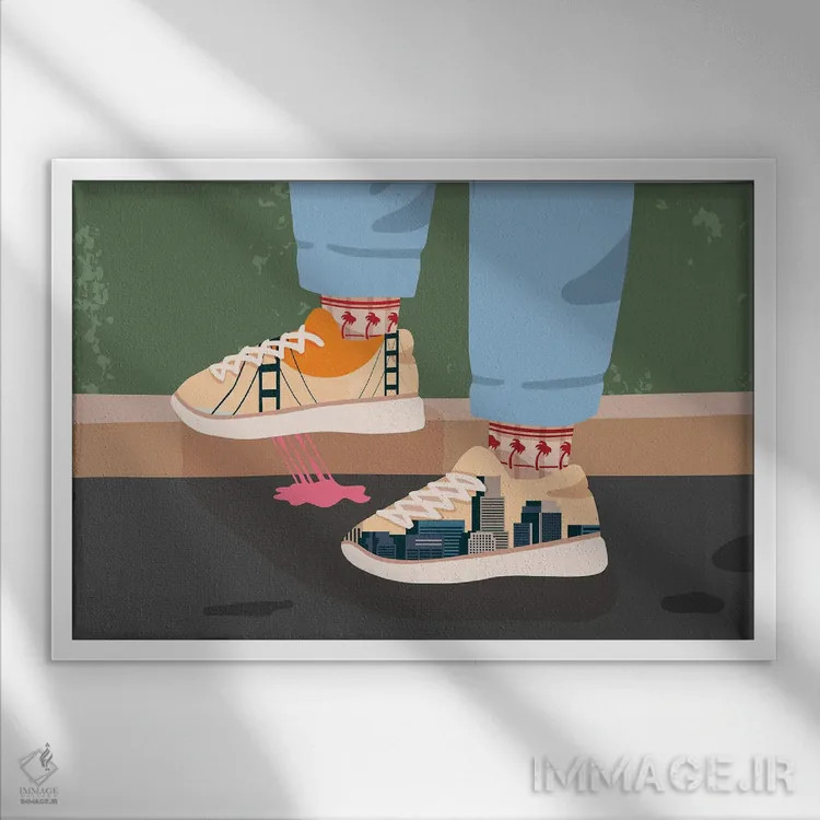 تابلو رویای کالیفرنیا اثر دومونیک براون - نمای قابدار سفید