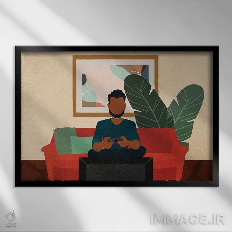 تابلو در خانه بمان شماره ۶ اثر دومونیک براون - نمای قابدار مشکی