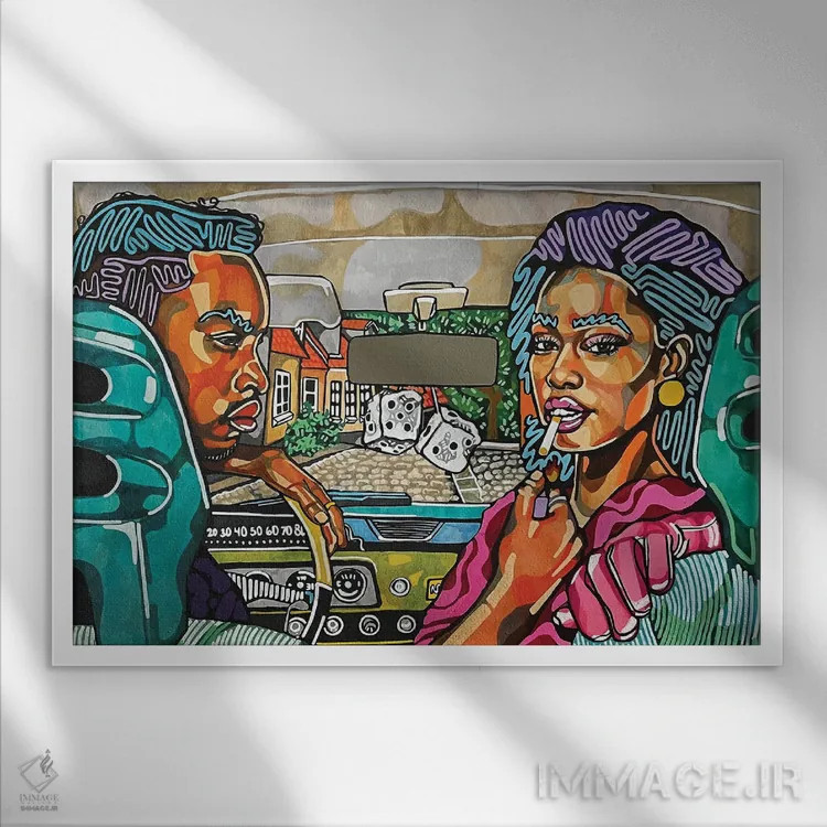 تابلو هوپتی من (ماشین قدیمی) اثر دومونیک براون - نمای قابدار سفید