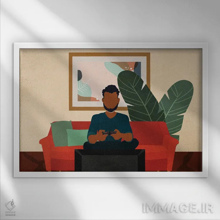 تابلو در خانه بمان شماره ۶ اثر دومونیک براون - نمای قابدار سفید