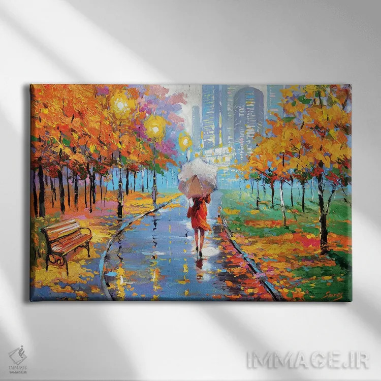 تابلو پاییز در شهر بزرگ ۲ اثر دمیتری اسپیروس - نمای روبهرو روی دیوار