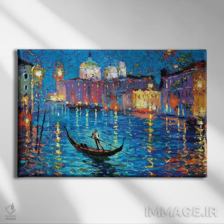 تابلو شب در کانال ونیزی اثر دمیتری اسپیروس - نمای روبهرو روی دیوار