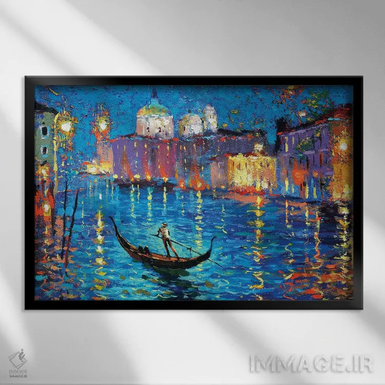 تابلو شب در کانال ونیزی اثر دمیتری اسپیروس - نمای قابدار مشکی