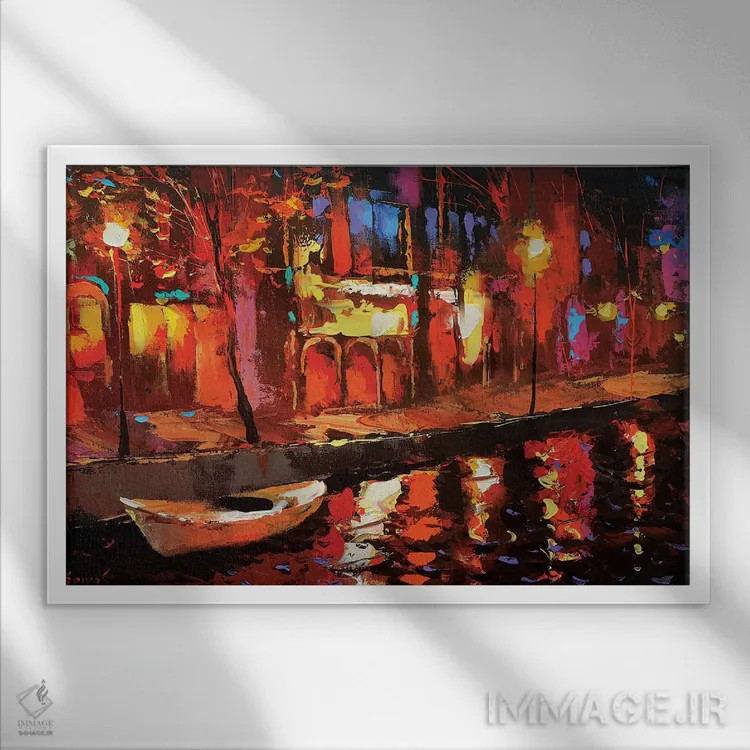 تابلو تامل شبانه اثر دمیتری اسپیروس - نمای قابدار سفید