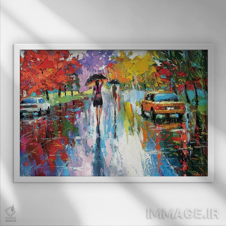 تابلو کالیدوسکوپ پاییزی اثر دمیتری اسپیروس - نمای قابدار سفید