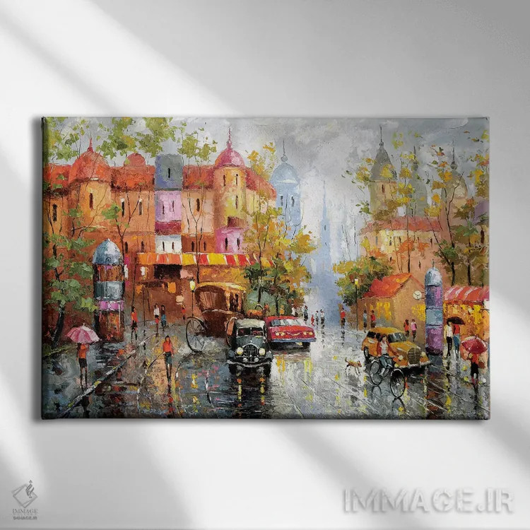تابلو روز بارانی اثر دمیتری اسپیروس - نمای روبهرو روی دیوار