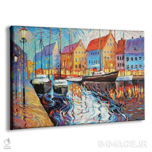 تابلو شب بارانی ۱ اثر دمیتری اسپیروس - نمای پرسپکتیو محصول