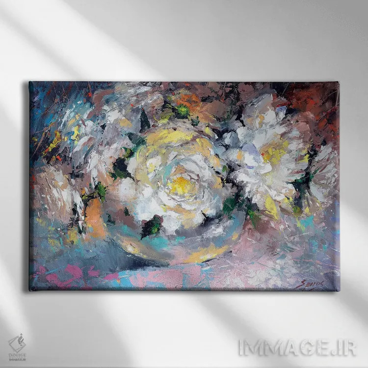 تابلو گلهای صدتومانی اثر دمیتری اسپیروس - نمای روبهرو روی دیوار