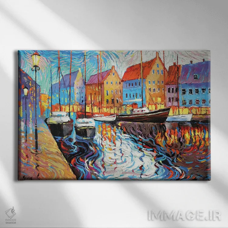 تابلو شب بارانی ۱ اثر دمیتری اسپیروس - نمای روبهرو روی دیوار