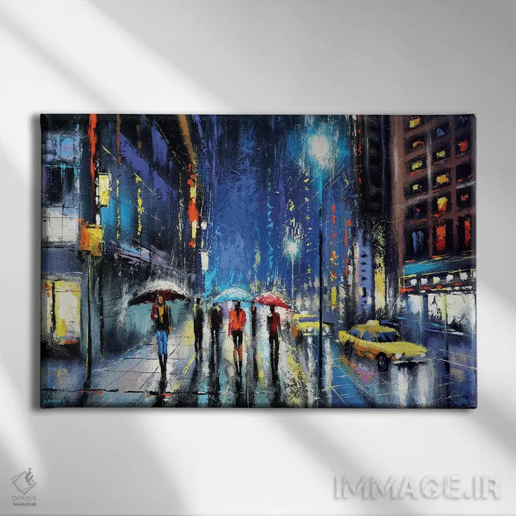 تابلو شب بارانی ۲ اثر دمیتری اسپیروس - نمای روبهرو روی دیوار