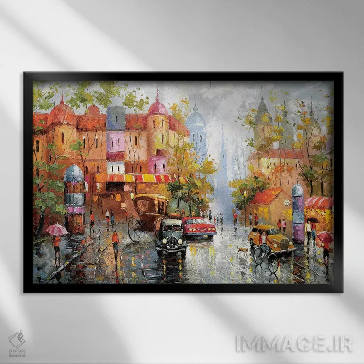 تابلو روز بارانی اثر دمیتری اسپیروس - نمای قابدار مشکی