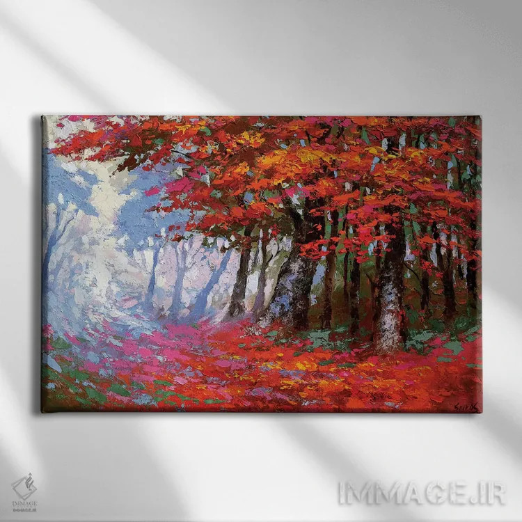تابلو پاییز سرخ اثر دمیتری اسپیروس - نمای روبهرو روی دیوار