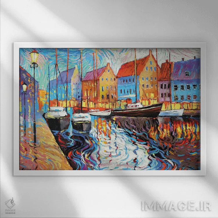 تابلو شب بارانی ۱ اثر دمیتری اسپیروس - نمای قابدار سفید