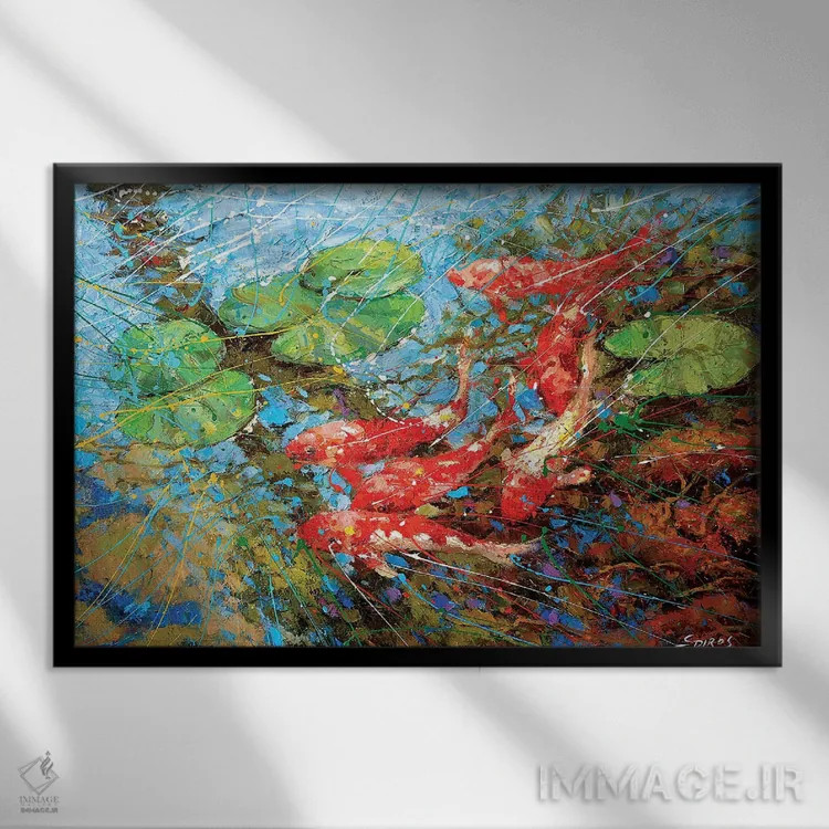 تابلو ماهی قرمز اثر دمیتری اسپیروس - نمای قابدار مشکی