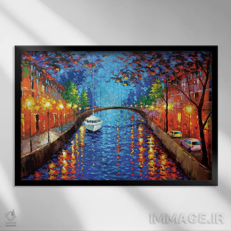 تابلو شب عاشقانه ۴ اثر دمیتری اسپیروس - نمای قابدار مشکی