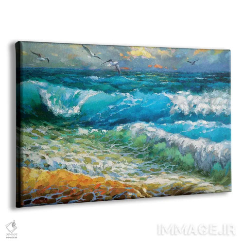 تابلو درخشش امواج لاجوردی اثر دمیتری اسپیروس - نمای پرسپکتیو محصول