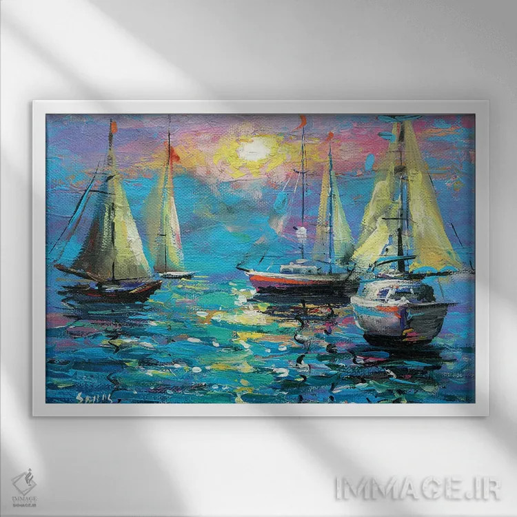 تابلو بادبان اثر دمیتری اسپیروس - نمای قابدار سفید