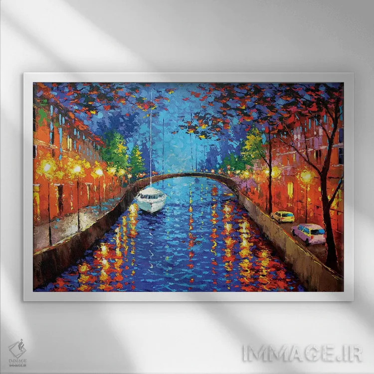 تابلو شب عاشقانه ۴ اثر دمیتری اسپیروس - نمای قابدار سفید