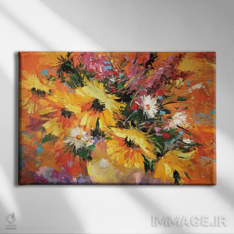 تابلو آفتابگردانها اثر دمیتری اسپیروس - نمای روبهرو روی دیوار