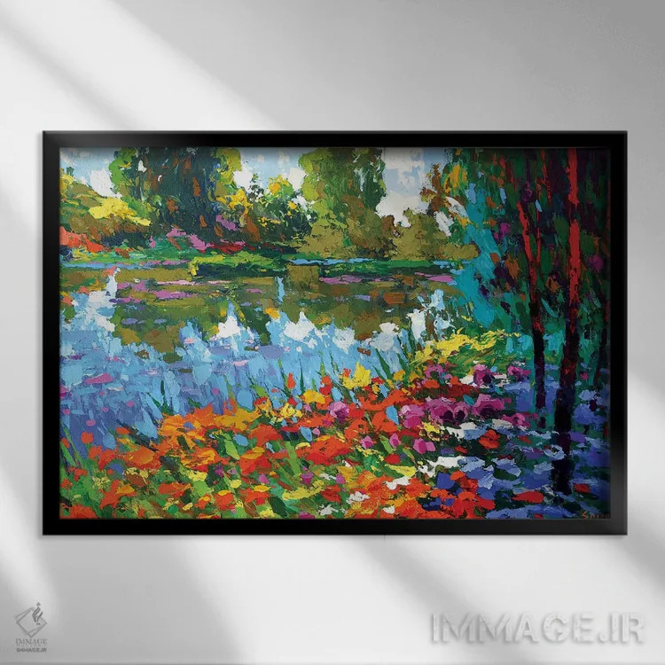 تابلو حوضچه تابستانی اثر دمیتری اسپیروس - نمای قابدار مشکی