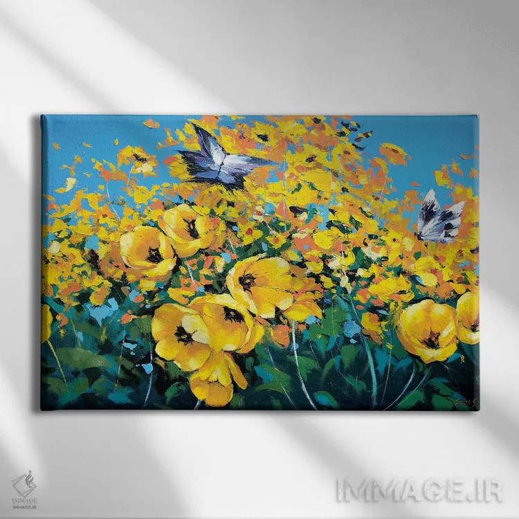 تابلو دو پروانه اثر دمیتری اسپیروس - نمای روبهرو روی دیوار
