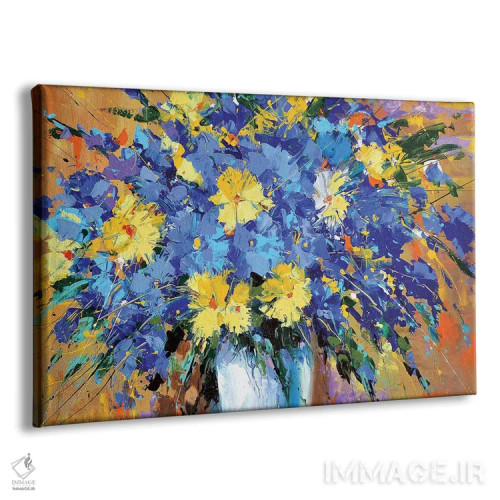 تابلو گلهای آبی اثر دمیتری اسپیروس - نمای پرسپکتیو محصول