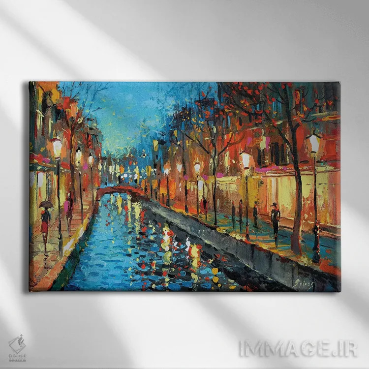 تابلو عاشقان کوچه اثر دمیتری اسپیروس - نمای روبهرو روی دیوار
