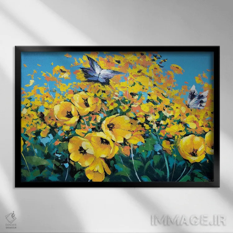 تابلو دو پروانه اثر دمیتری اسپیروس - نمای قابدار مشکی