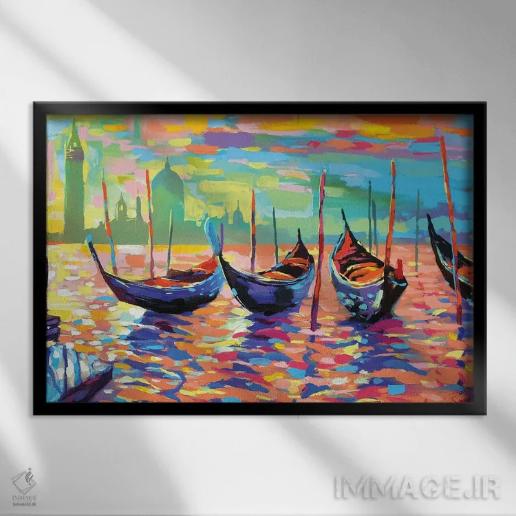 تابلو ونیز (ایتالیا) اثر دمیتری اسپیروس - نمای قابدار مشکی