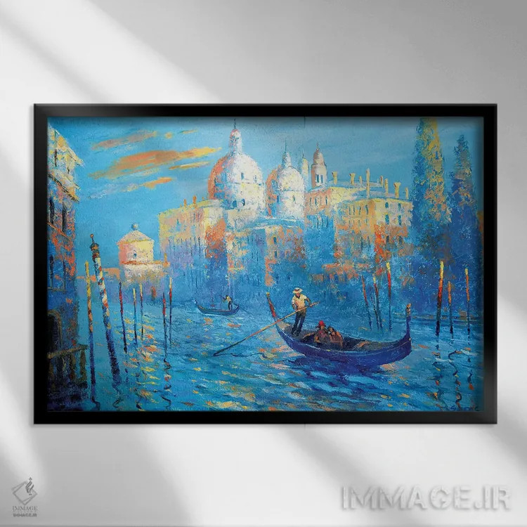 تابلو ونیز آبی اثر دمیتری اسپیروس - نمای قابدار مشکی