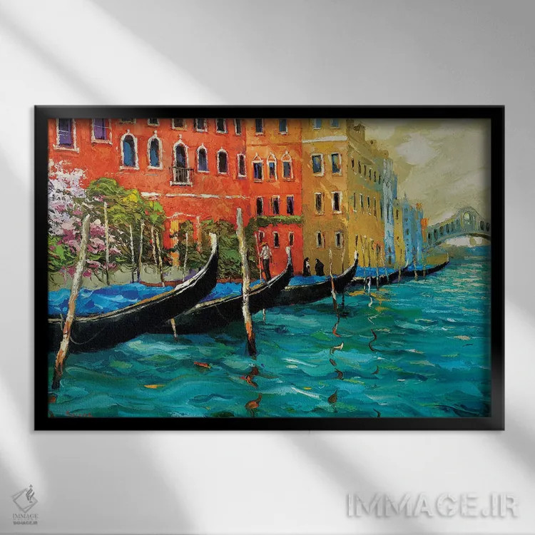 تابلو نقشمایههای ونیزی اثر دمیتری اسپیروس - نمای قابدار مشکی