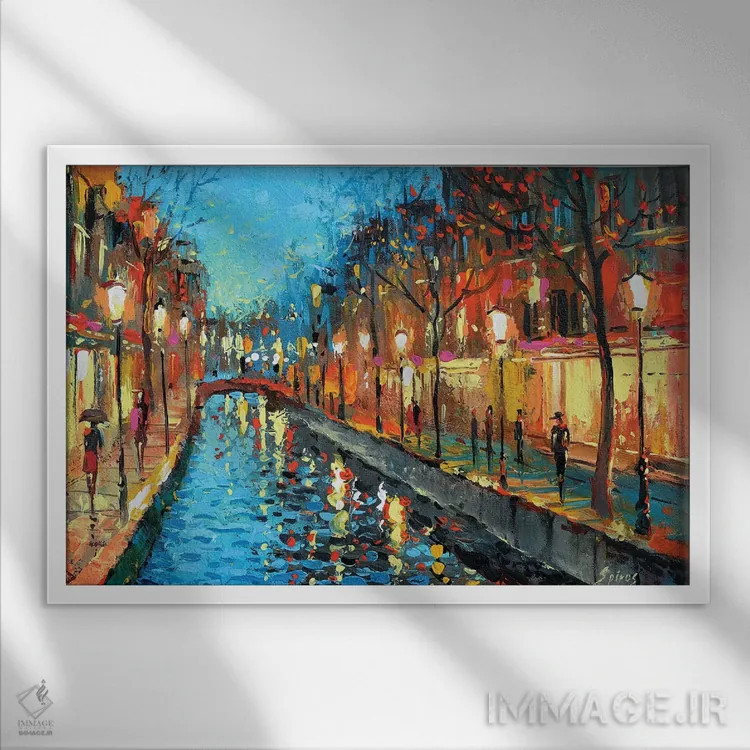 تابلو عاشقان کوچه اثر دمیتری اسپیروس - نمای قابدار سفید