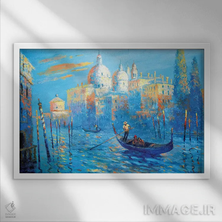 تابلو ونیز آبی اثر دمیتری اسپیروس - نمای قابدار سفید