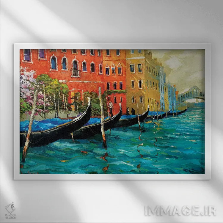 تابلو نقشمایههای ونیزی اثر دمیتری اسپیروس - نمای قابدار سفید