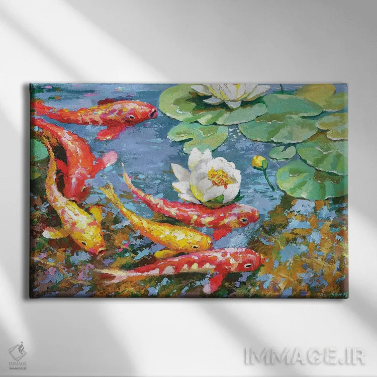 تابلو کپورها (نوع ماهی) اثر دمیتری اسپیروس - نمای روبهرو روی دیوار