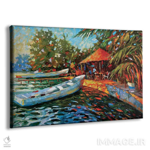 تابلو عصر. شام خوردن در جزیره اثر دمیتری اسپیروس - نمای پرسپکتیو محصول