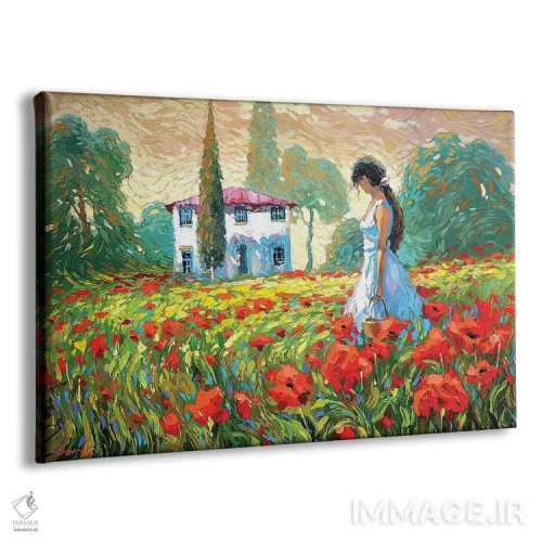 تابلو دختر و شقایقها اثر دمیتری اسپیروس - نمای پرسپکتیو محصول