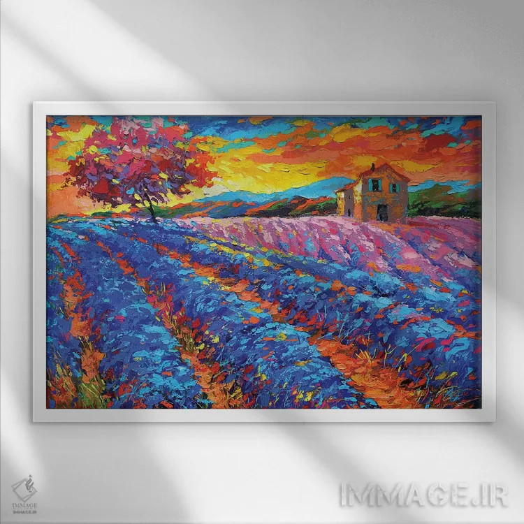 تابلو عصر در پروانس (فرانسه) اثر دمیتری اسپیروس - نمای قابدار سفید