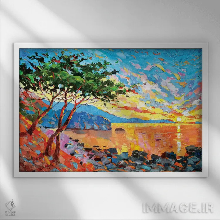 تابلو رنگ سحرگاه اثر دمیتری اسپیروس - نمای قابدار سفید