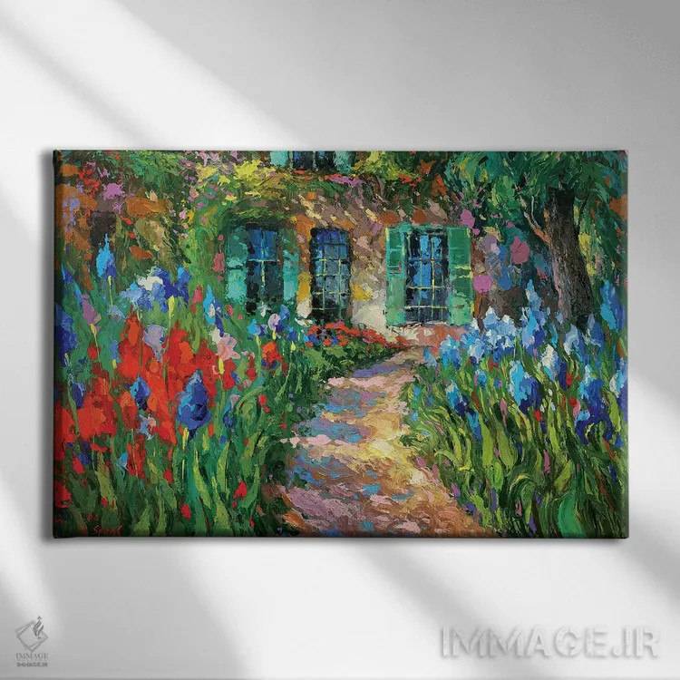 تابلو زنبقها کنار خانه اثر دمیتری اسپیروس - نمای روبهرو روی دیوار