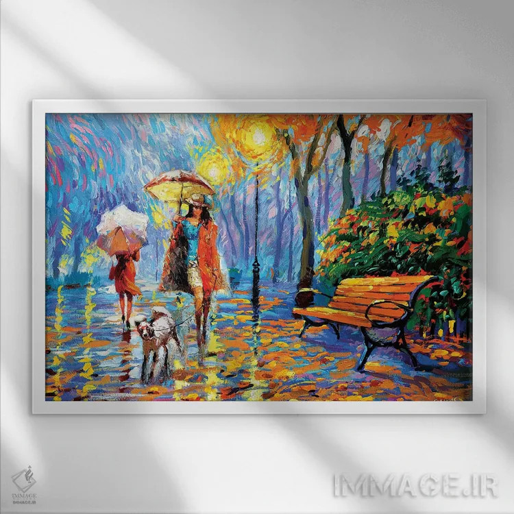 تابلو پاییز طلایی ۱ اثر دمیتری اسپیروس - نمای قابدار سفید